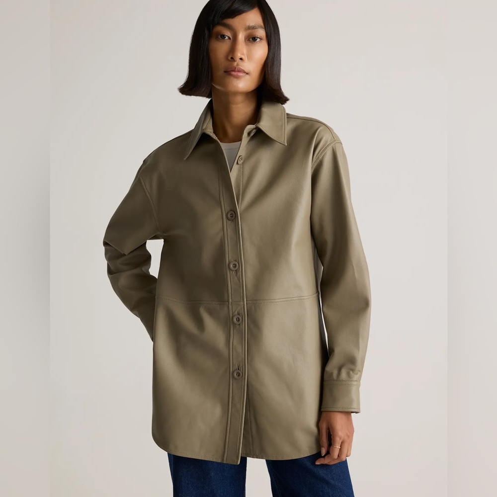 Quince 100% Leather Shirt Jacket - Sm